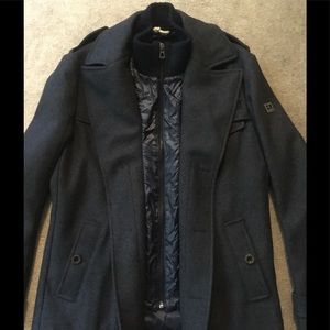 HUGO BOSS Orange Char Wool Military Pea Coat